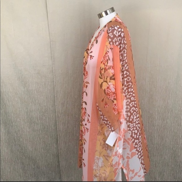 MOA MOA NWT YELLOW ORANGE FLORAL LEOPARD DUSTER 3X - Picture 2 of 9